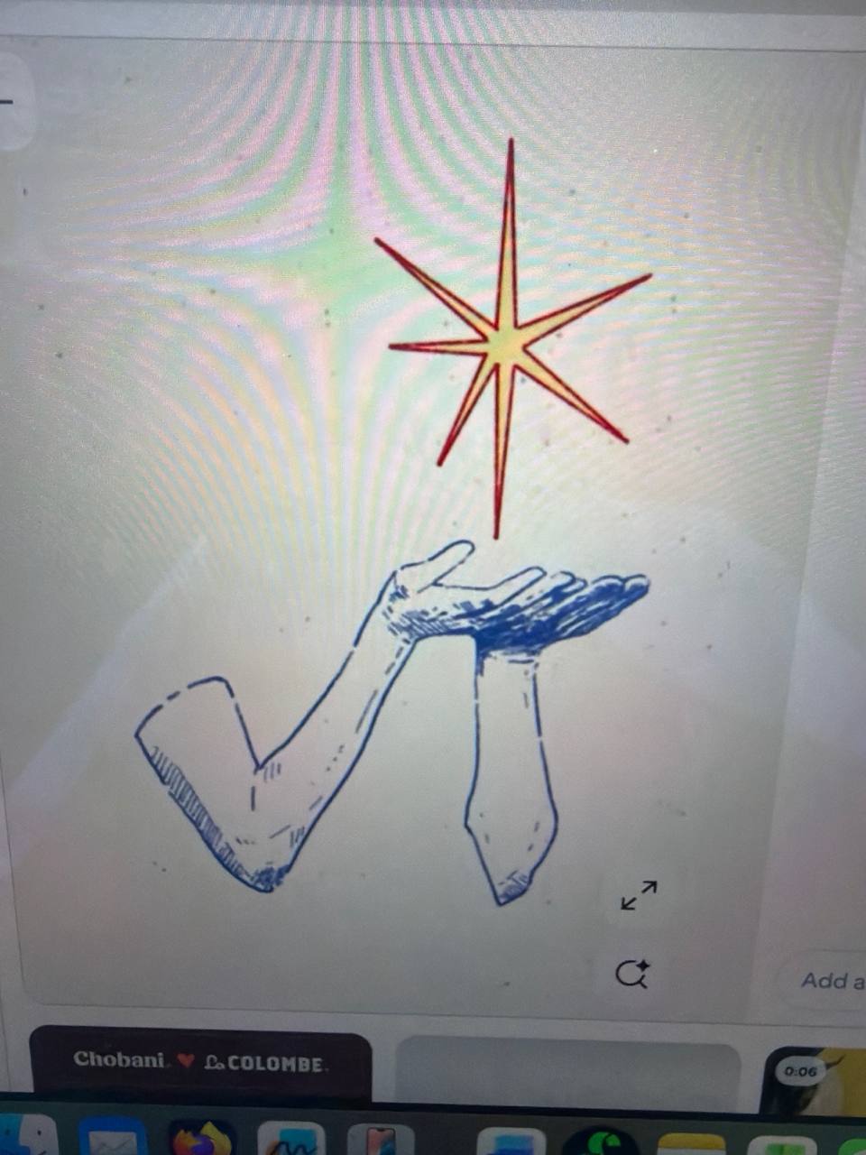 Simple colored illustration of hands holding a star
